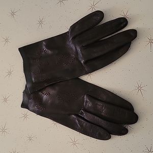 Brown leather gloves